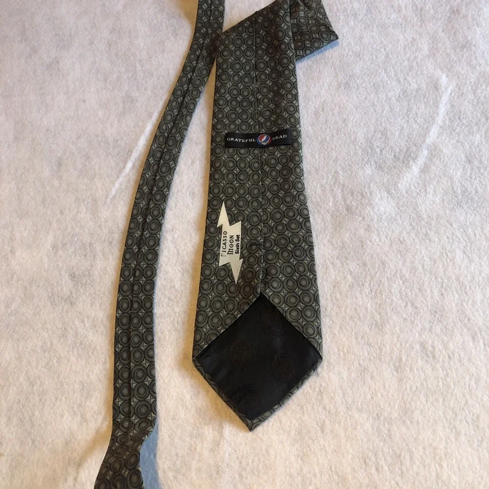 Grateful Dead Tie Green picasso Moon Sixth‎ set Jerry Garcia 100% Silk 1996